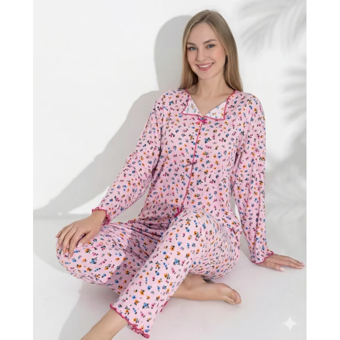 Boyraz 0367 Kadın Raporlu Uzun Kol Pijama Takımı