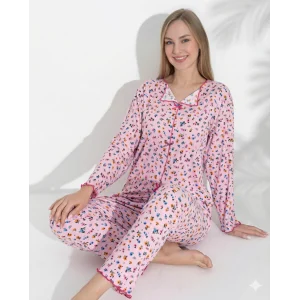 Boyraz 0367 Kadın Raporlu Uzun Kol Pijama Takımı