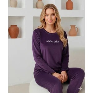 Lovenisa 11460 Kadın Kadife Uzun Kol Pijama Takımı