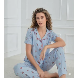Mihra 90141 Kadın Boydan Düğmeli Pijama Takımı