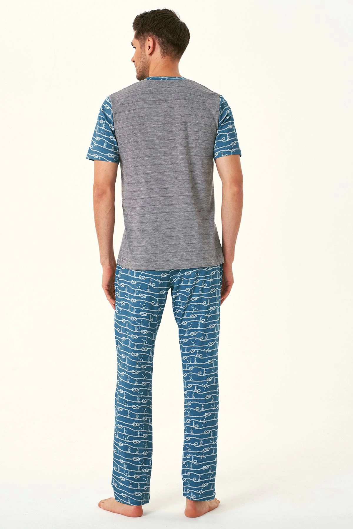 Feyza 4538 Eşli Erkek Marine İkili Pijama Takımı