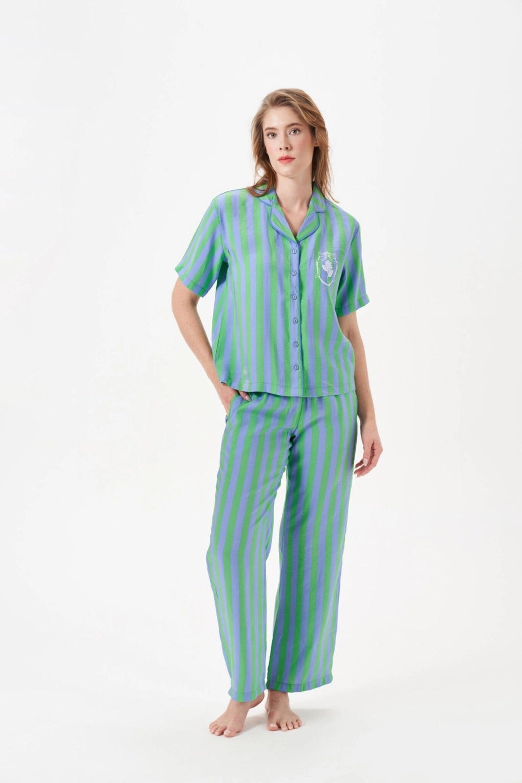 PJS 29043 Kadın Düğmeli Pijama Takımı