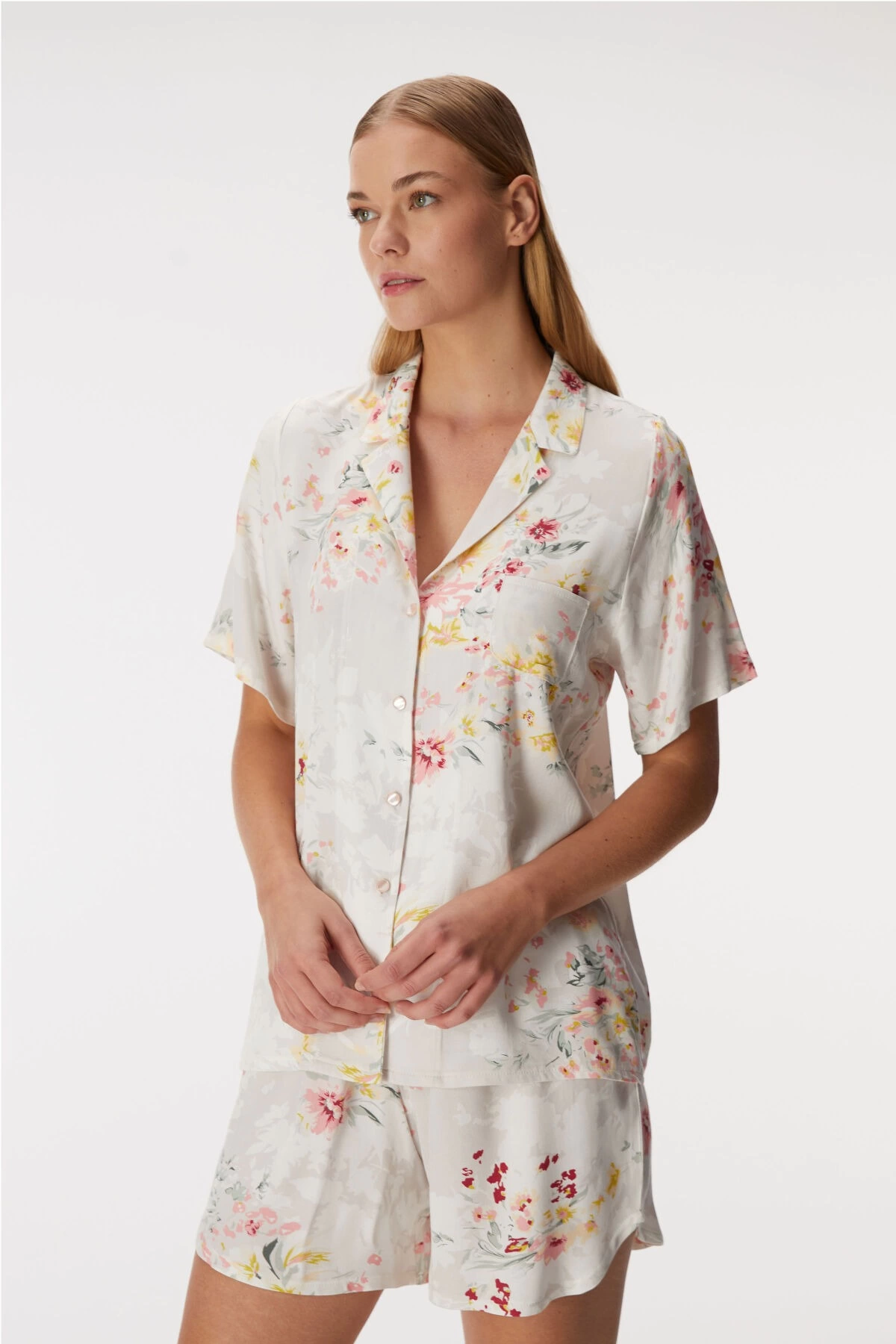 Anıl 11355 Women Short Sleeve Shirt And Shorts Tool