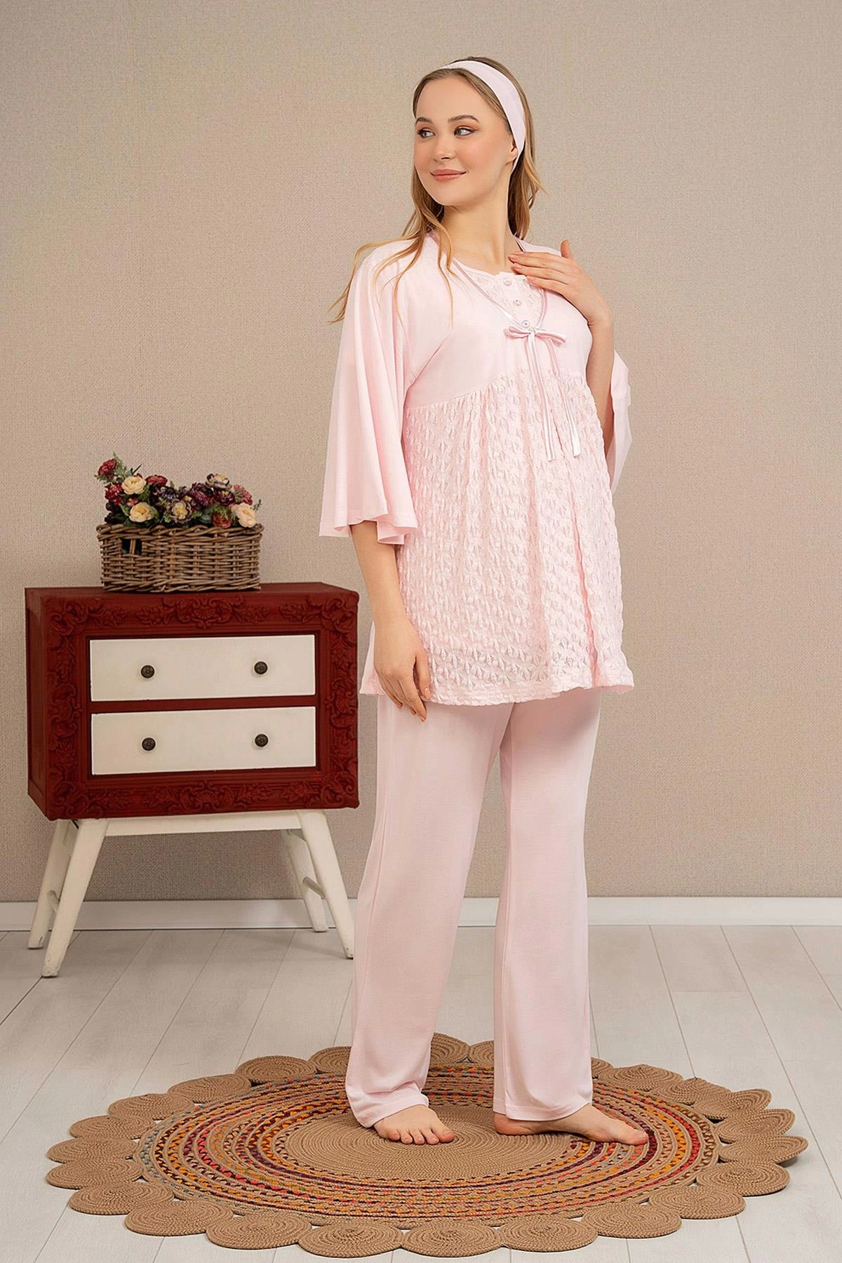 Ba-Ha 4504 Lace Morning Lohusa Pijama Set