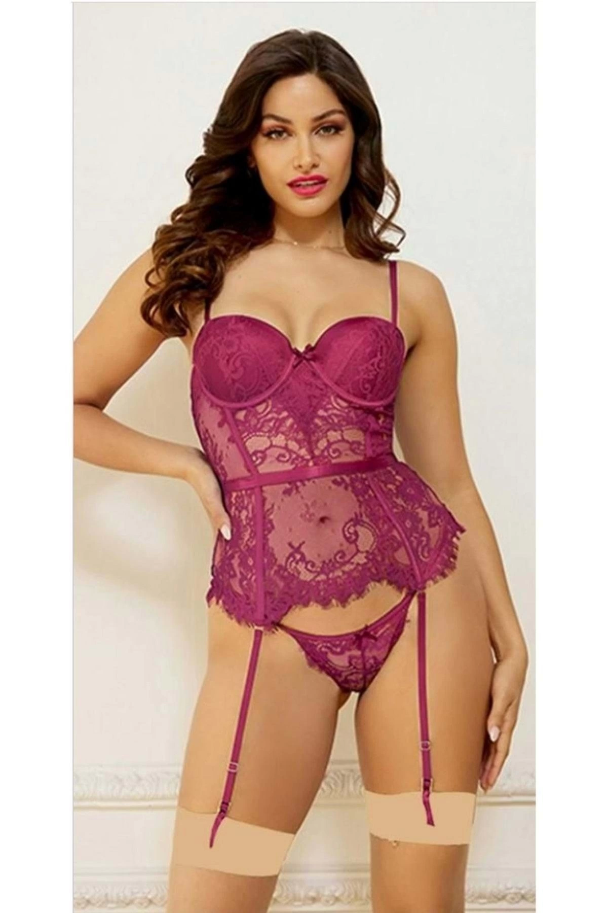 For Dreams 8468 Dantelli Jartiyerli Büstiyer Takım