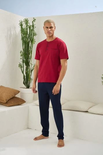 Kocabey 2207 Erkek Battal Midi Yaka Pijama Takım