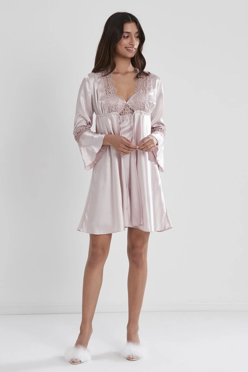 Pierre Cardin 6325 6'lı Saten Gecelik Sabahlık Takım
