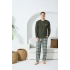 Kocabey 9218 Erkek Midi Yaka Poplin Pantolonlu Uzun Kol Pijama Takım