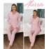 Alissa 6139 Kadın Pembe Uzun Kol Patlı Pijama Takımı