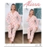 Alissa 6151 Bayan Somon Puanlı Patlı Uzun Kol Pijama Takımı