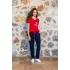 Doreanse 24Y4015 Kadın Kırmızı Baskı Detaylı V Yaka T-Shirt Pijama Takımı
