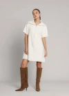 Beyaz Sakallı Fermuarlı Elbise