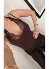 Kahverengi Dantel Detay Body