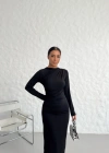 Siyah Drape Elbise