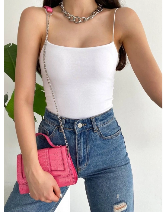 Beyaz İp Askılı Atlet