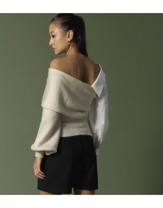 Bej Gömlek Detay Kazak