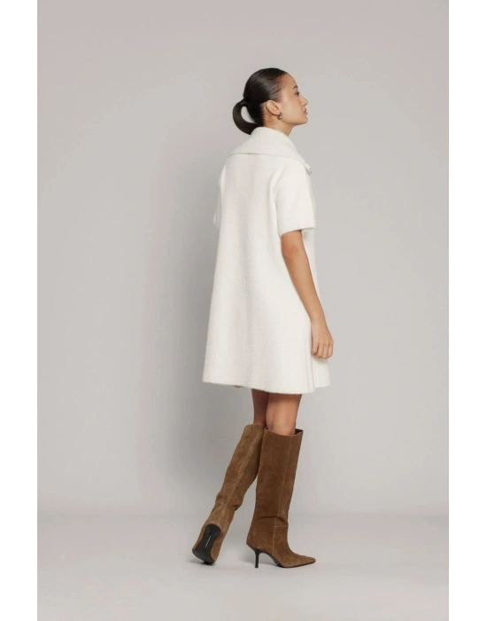 Beyaz Sakallı Fermuarlı Elbise