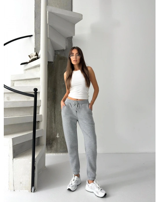 Gri 3 İplik Şardonlu Eşofman