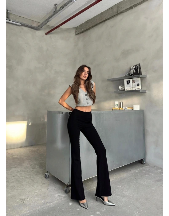 Siyah İspanyol Paça Pantolon