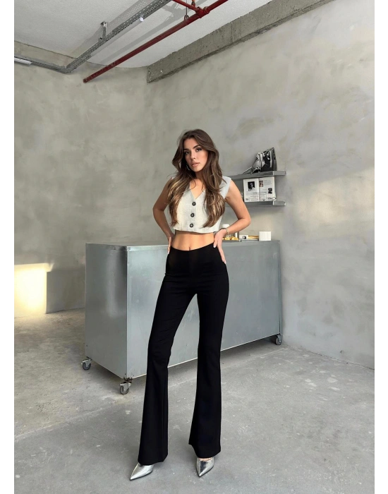 Siyah İspanyol Paça Pantolon