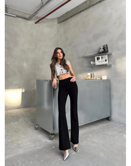 Siyah İspanyol Paça Pantolon