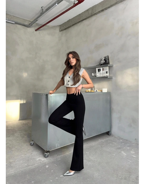 Siyah İspanyol Paça Pantolon