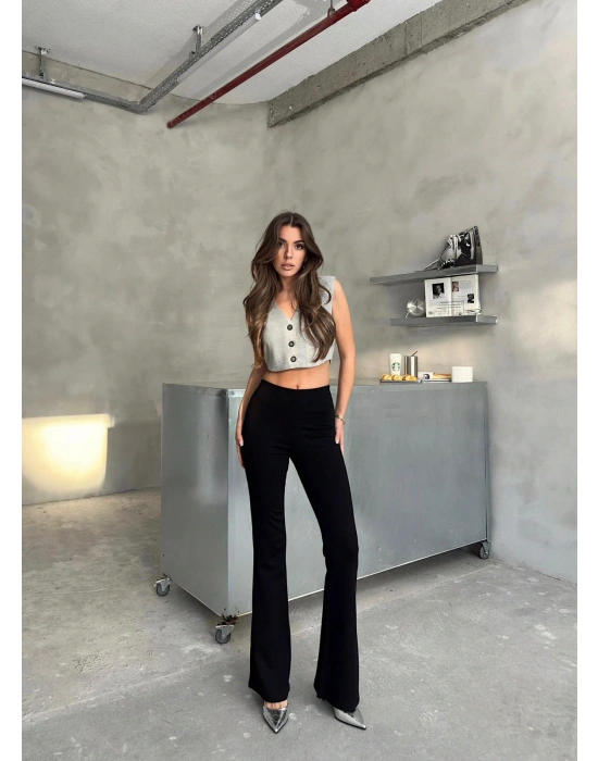Siyah İspanyol Paça Pantolon