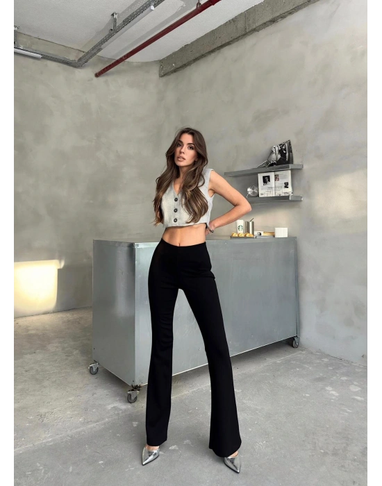 Siyah İspanyol Paça Pantolon