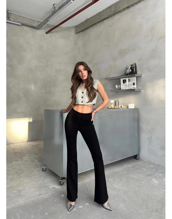 Siyah İspanyol Paça Pantolon
