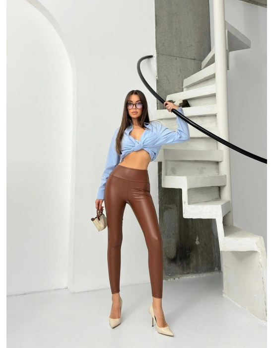 Kahverengi Deri Tayt