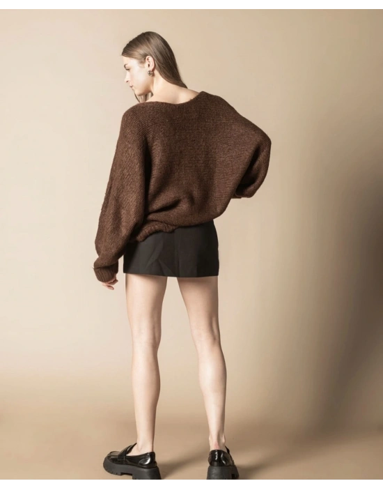 Kahverengi Kolu Katlamalı Kazak