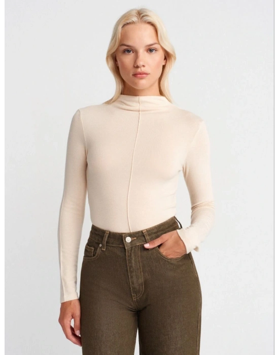 Krem Parmak Geçmeli Body