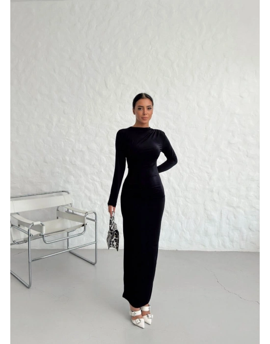 Siyah Drape Elbise