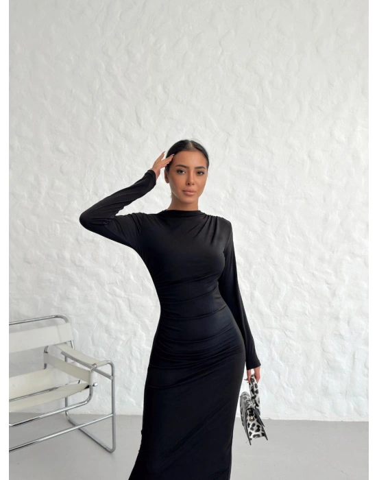 Siyah Drape Elbise