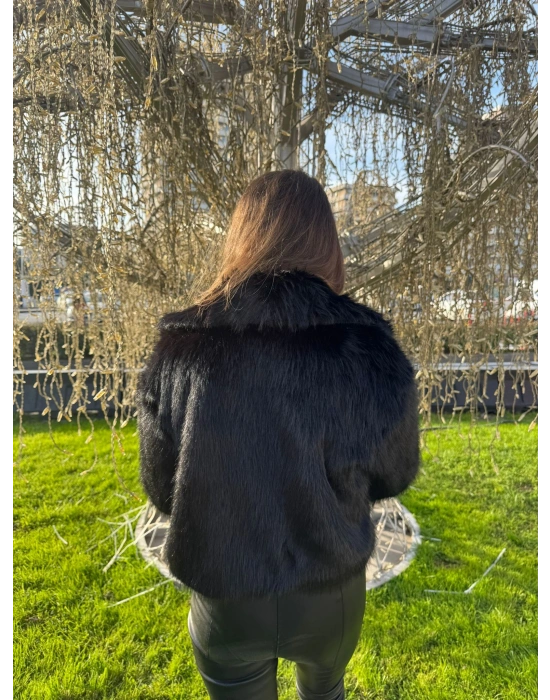 Siyah Kısa Suni Kürk