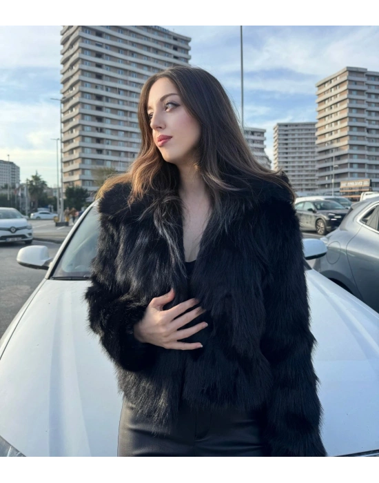 Siyah Kısa Suni Kürk