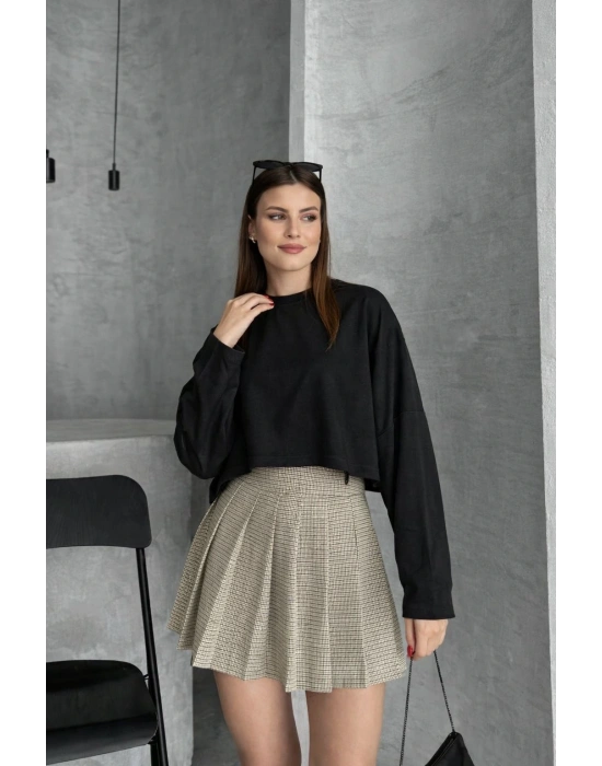 Siyah Salaş Kesim Basic Sweat