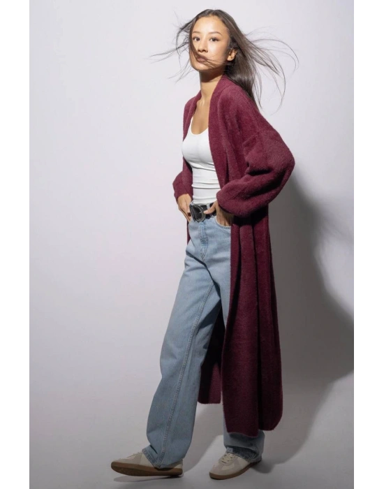 Bordo Sakallı Uzun Hırka