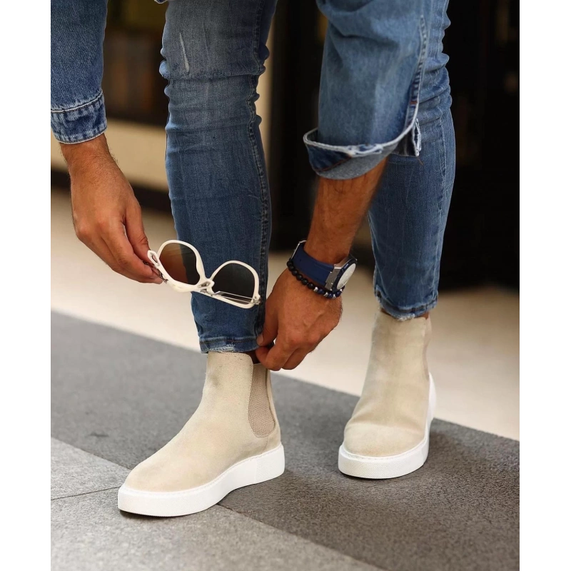 Yalçın Kundura Bej Süet Eva Taban Erkek Chelsea Bot