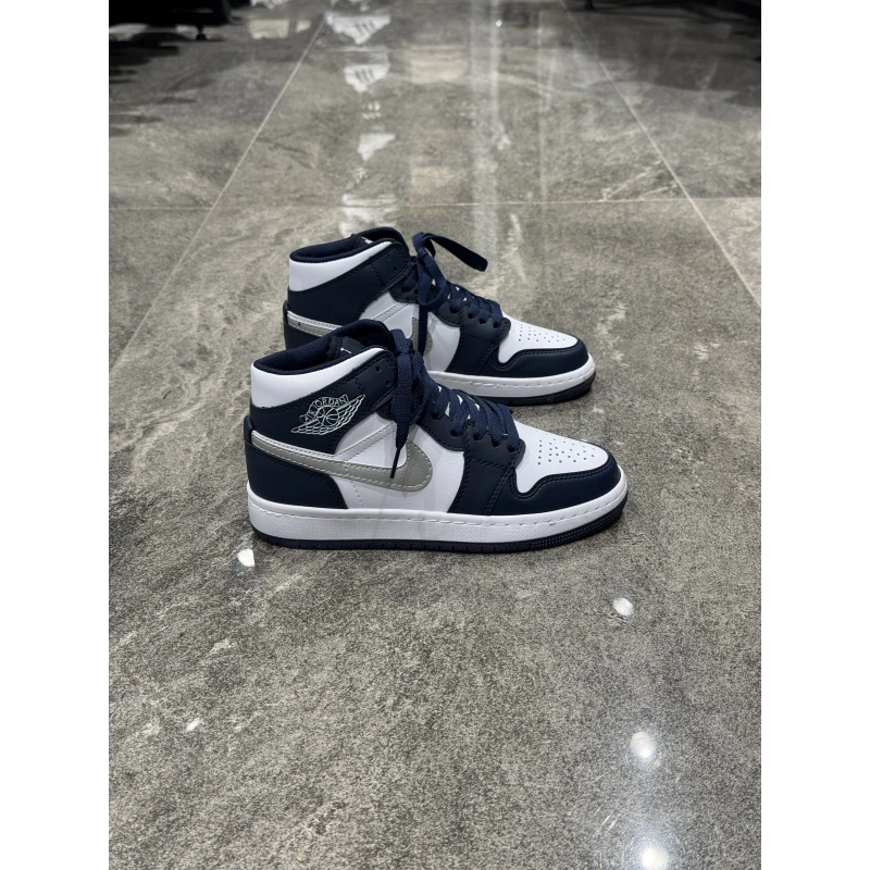 Nıke Air Jordan 1 Low Bilekli Lacivert Gümüş Spor Ayakkabı