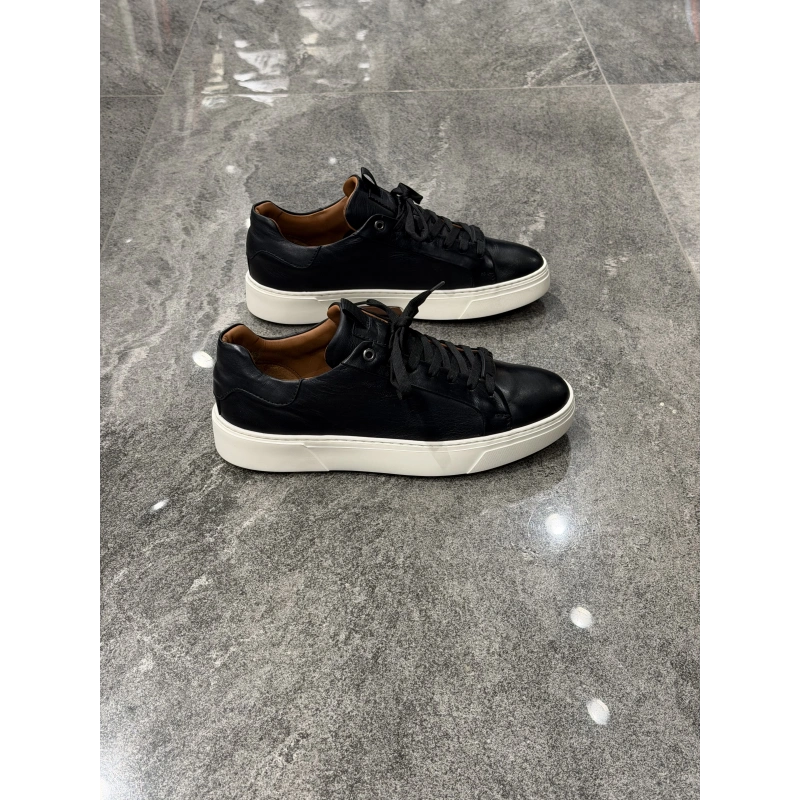 Marcomen Siyah Beyaz Taban Deri Günlük Ayakkabı