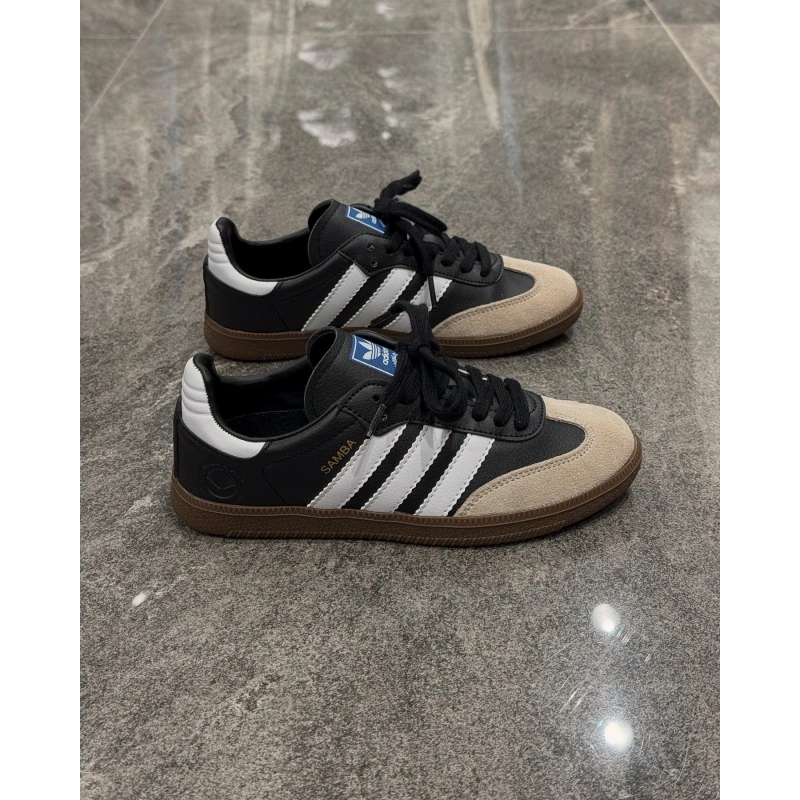 Adidas Samba Siyah Beyaz Süet Gri Deri Detaylı