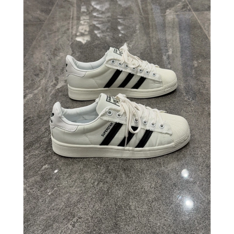 Adidas Süperstar Beyaz Siyah Paraşüt Bez Detaylı Spor Ayakkabı