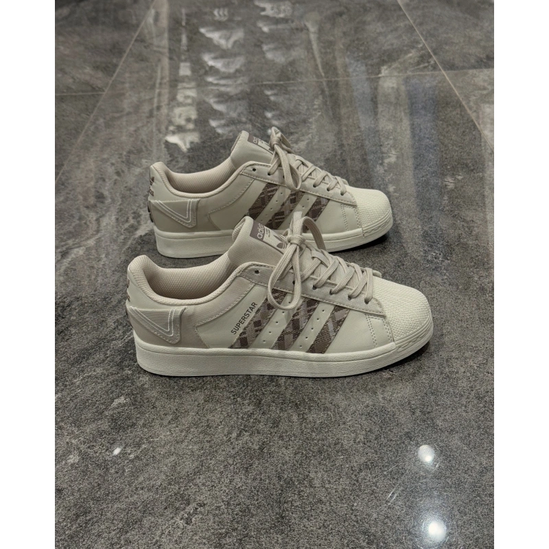 Adidas Süperstar Kahve Beyaz Düğme Detaylı