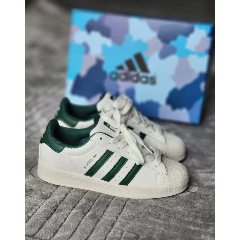 Adidas Süperstar Krem Yeşil Detaylı