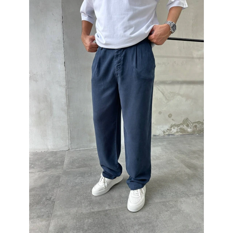 Baggy Modal Kumaş Lacivert Pantolon