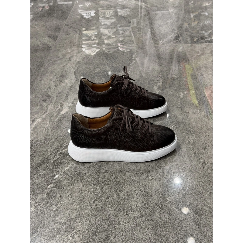 Canyon Kahve Beyaz Detaylı Deri Sneaker