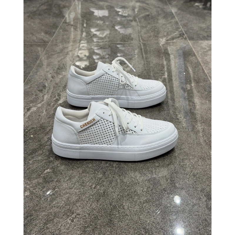 Chekıch Beyaz Lazerli Deri Detaylı Spor Ayakkabı