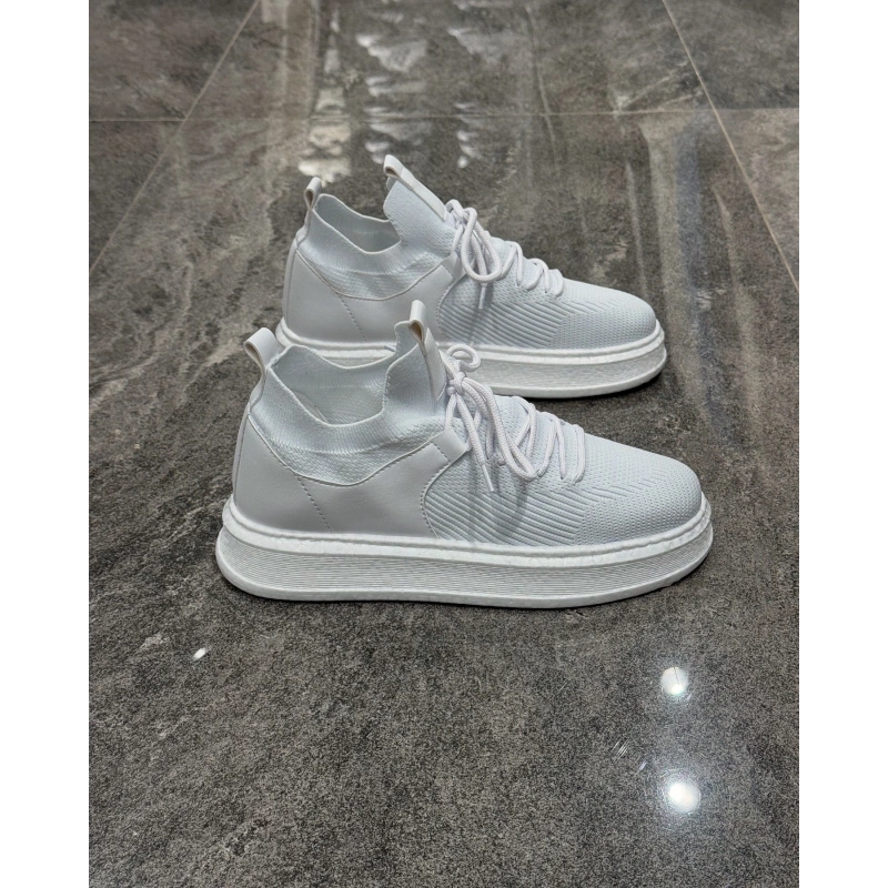 Chekıch Beyaz Örgülü Köpük Tabanlı Spor Ayakkabı