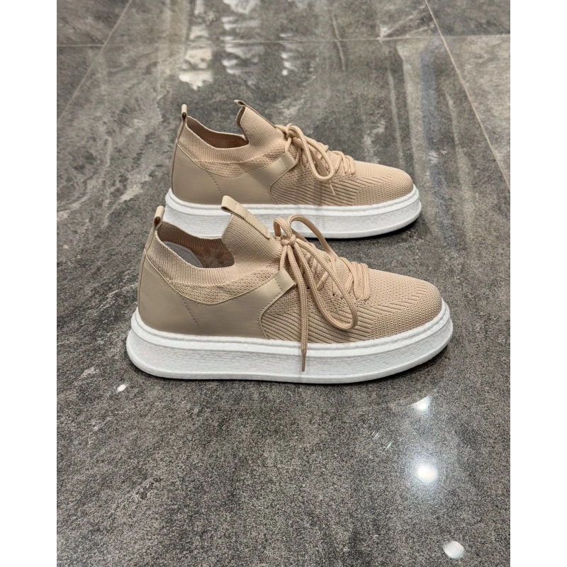 Chekıch Krem Örgülü Köpük Tabanlı Spor Ayakkabı